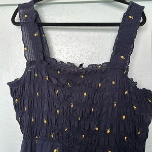 Lane Bryant Navy Tank Top Smocked Sleeveless Blouse Lemon Plus Size 20 NWOT